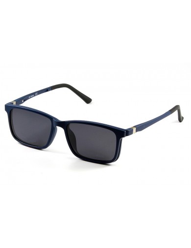 Gafa graduada Optimoda Finch; gafa de pasta con suplemento de sol polarizado imantado en color azul