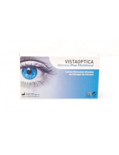 Pack de lentes de contacto VISTAOPTICA Silicone Plus Multifocal pack de 6 más 1 líquido solución única