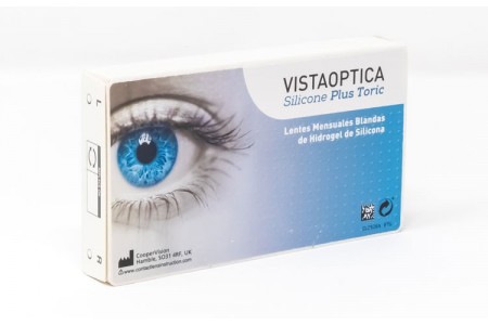 Pack de lentes de contacto VISTAOPTICA Silicone Plus Toric pack de 6 más 2 líquidos solución única