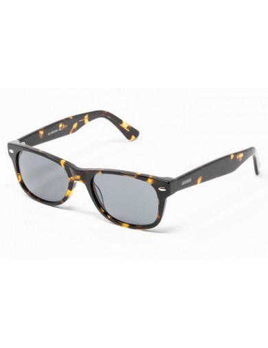 Gafa de sol Flynn - New Wayfarer - Gafa de pasta negro jaspeada con lentes verdes