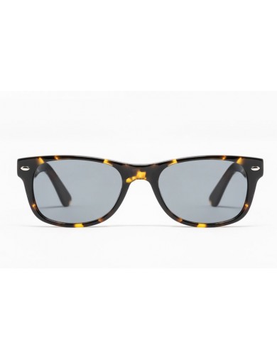 Gafa de sol Flynn - New Wayfarer - Gafa de pasta negro jaspeada con lentes verdes - Frontal