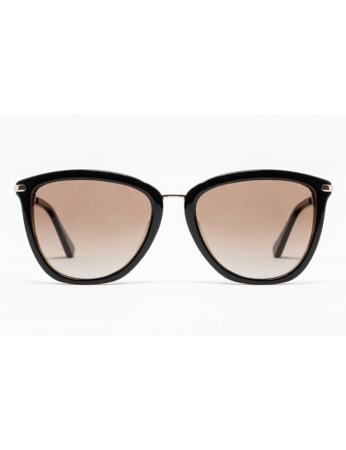 Gafa de sol Avery - Gafa de pasta con frontal marrón , varillas metálicas y lentes marrones degradadas - Frontal